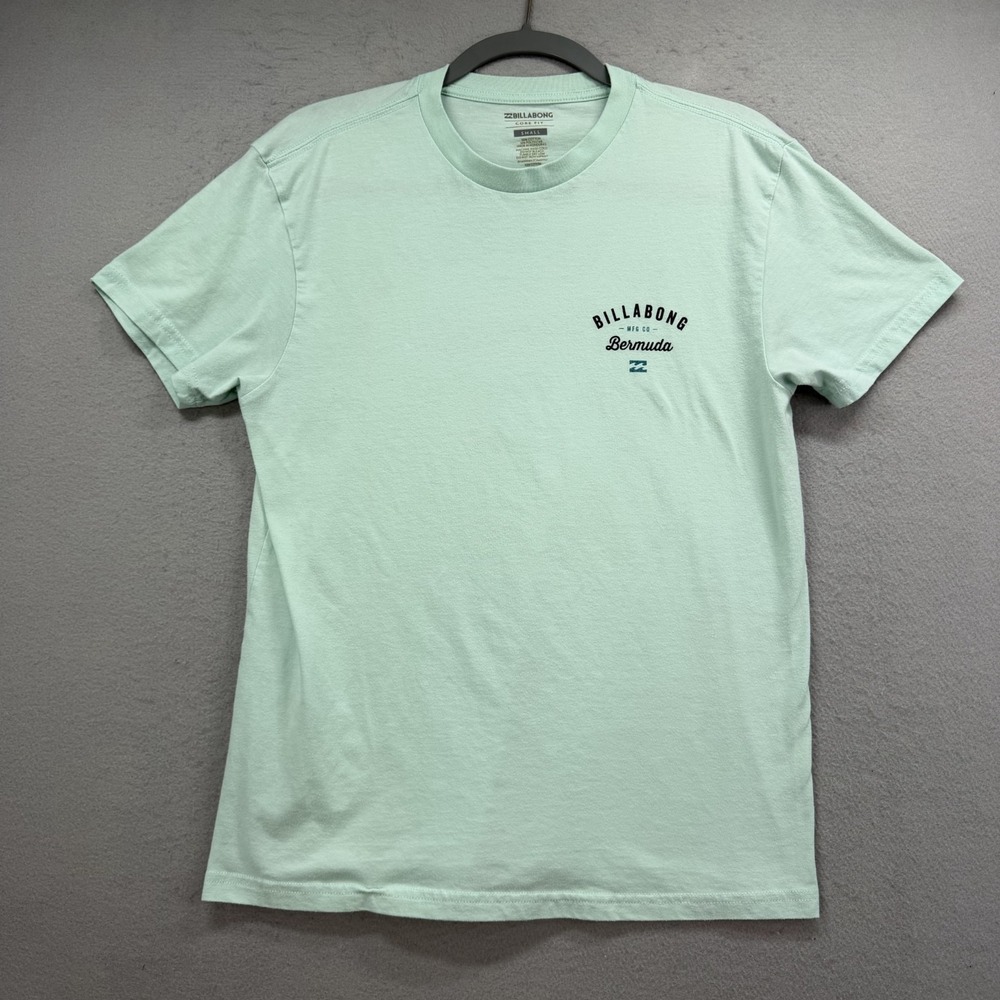 Billabong Core Fit Men's S Small Mint Green Short Sleeve Bermuda Fish Tee Shirt
